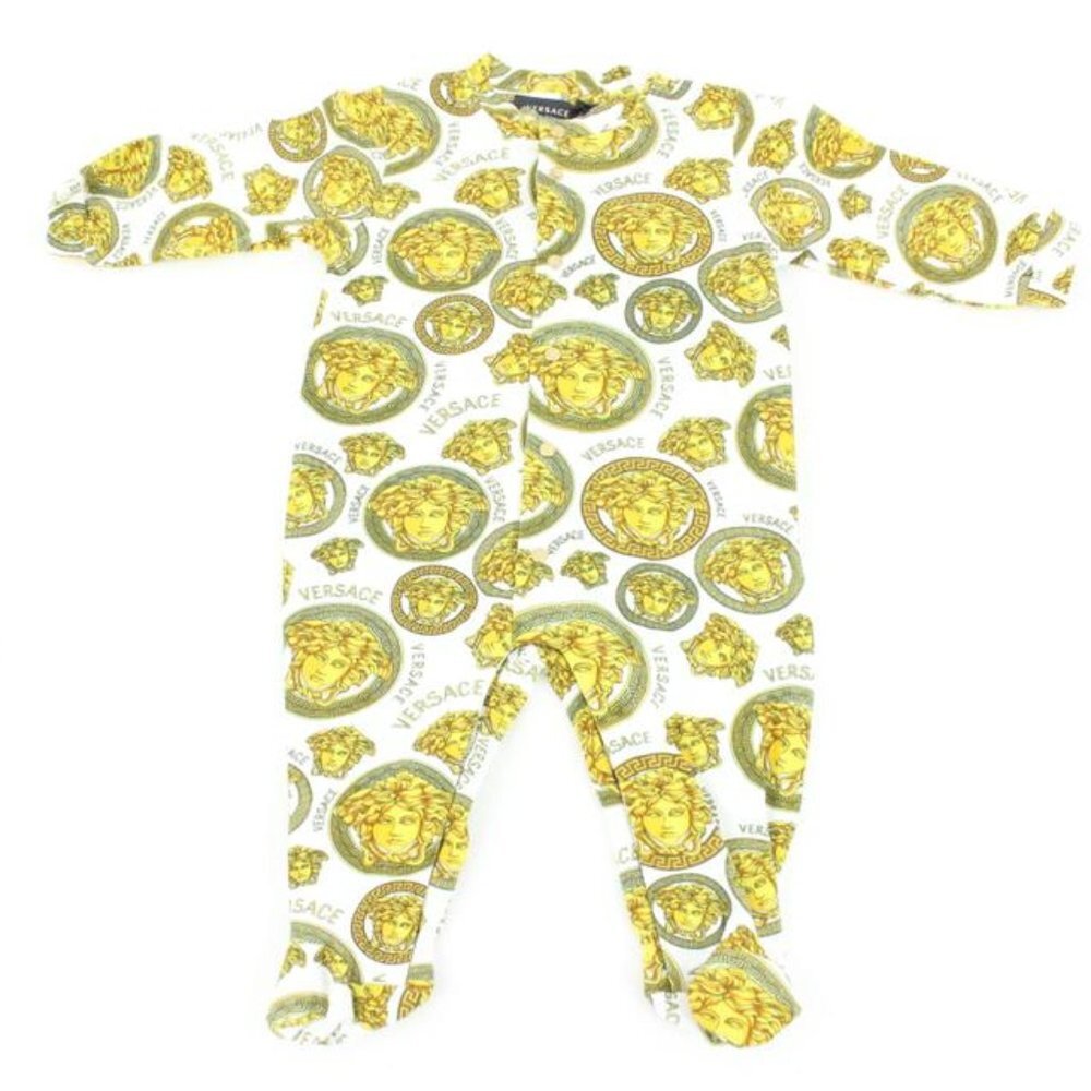Versace Size 3-6M Months Baby Gold Medusa Bodysuit Romper 120v24